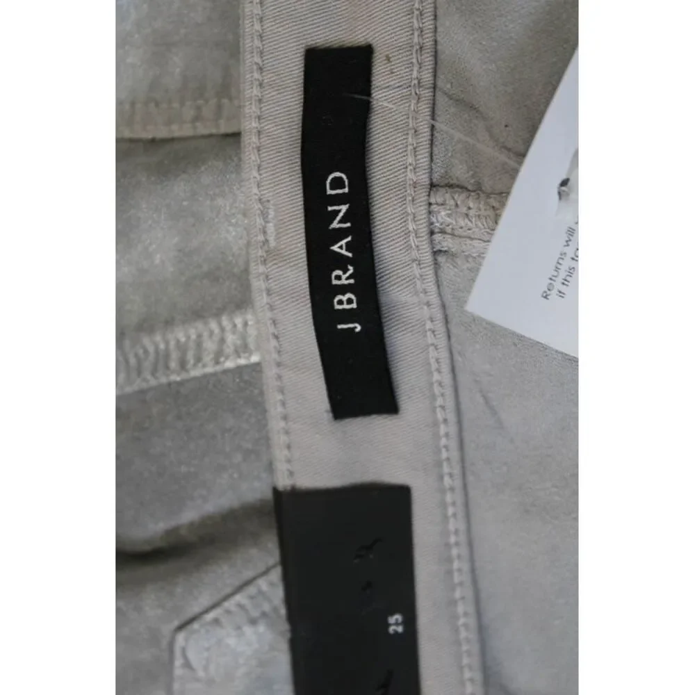 J Brand Womens Mid Rise Coated Super Skinny Leg Glittery Silver Size 25